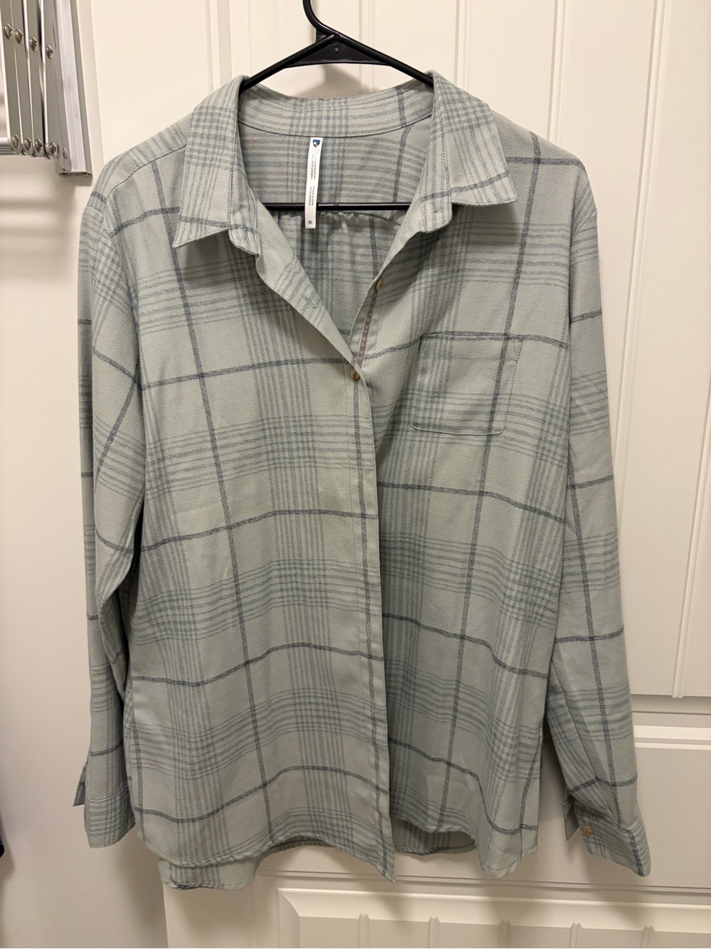 KUHL women’s Light Green Plaid Button-Up Shirt